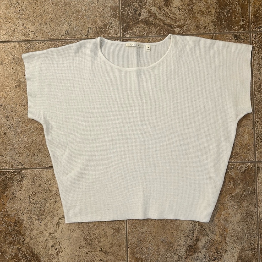 Cyrus  short sleeve sweater.   White, medium.
